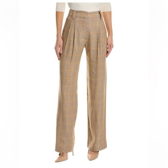 NWT A.L.C. Fynn Plaid Printed Straight-Leg Pants with a pleated front size 2 - Picture 5 of 8